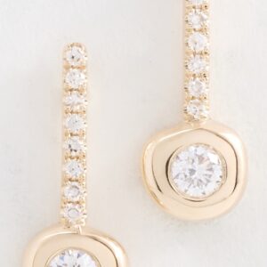 14k Diamond Pillow Bar Stud Earrings