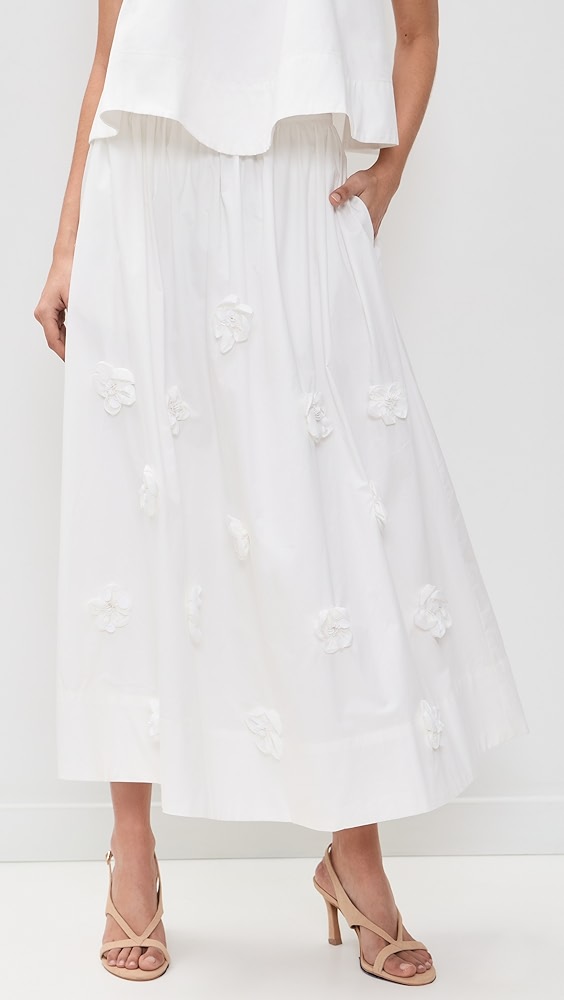 English Factory 3D Flower Midi Skirt