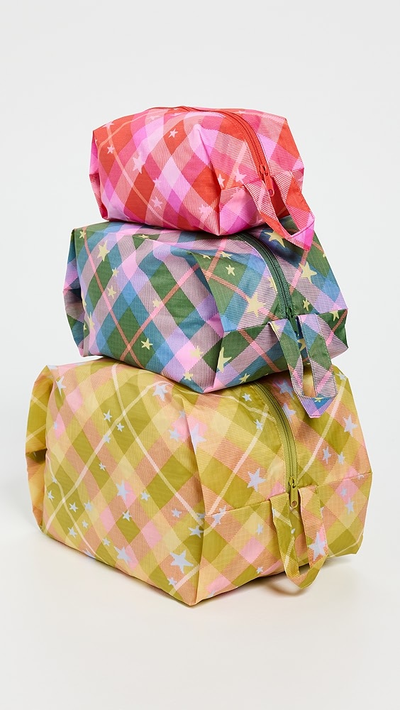 BAGGU 3D Star Plaid Zip Set
