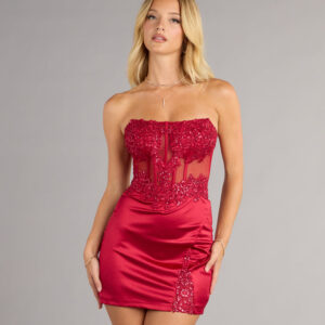 Windsor Abrianna Satin Corset Mini Dress