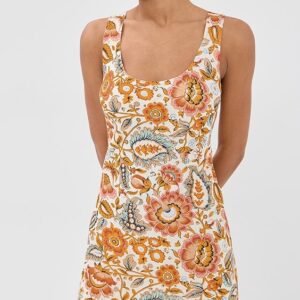 Addie Topaz Flower Silk Dress