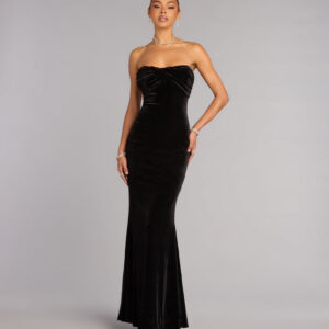 Windsor Adella Velvet Strapless Mermaid Formal Dress