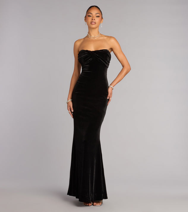 Windsor Adella Velvet Strapless Mermaid Formal Dress