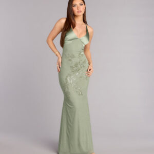 Windsor Adrian Beaded Floral Mermaid Dress