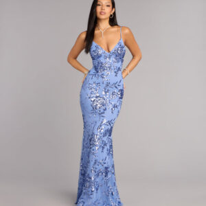 Windsor Aila Floral Sequin Mesh Mermaid Dress Aila Floral Sequin Mesh Mermaid Dress