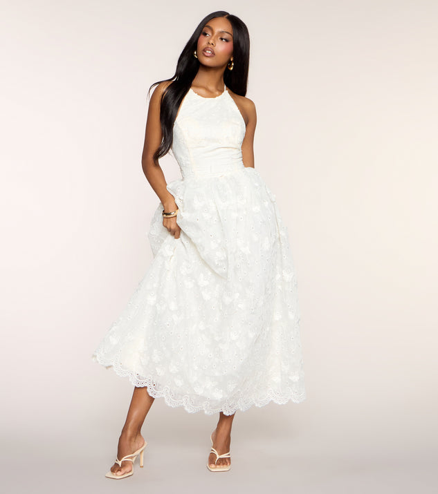 Windsor AJ Eyelet A-Line Midi Dress