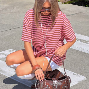 BB Exclusive Alba Pink Stripe Oversized Tee Alba Pink Stripe Oversized Tee