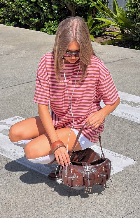 BB Exclusive Alba Pink Stripe Oversized Tee