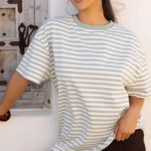BB Exclusive Alba Sage Stripe Oversized Tee