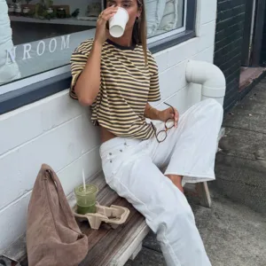 BB Exclusive Alba Yellow Stripe Oversized Tee Alba Yellow Stripe Oversized Tee