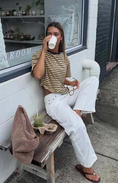 BB Exclusive Alba Yellow Stripe Oversized Tee