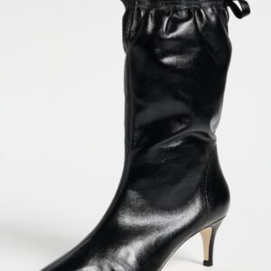 Cinq à Sept Alex Scrunched Shiny Leather Ankle Booties