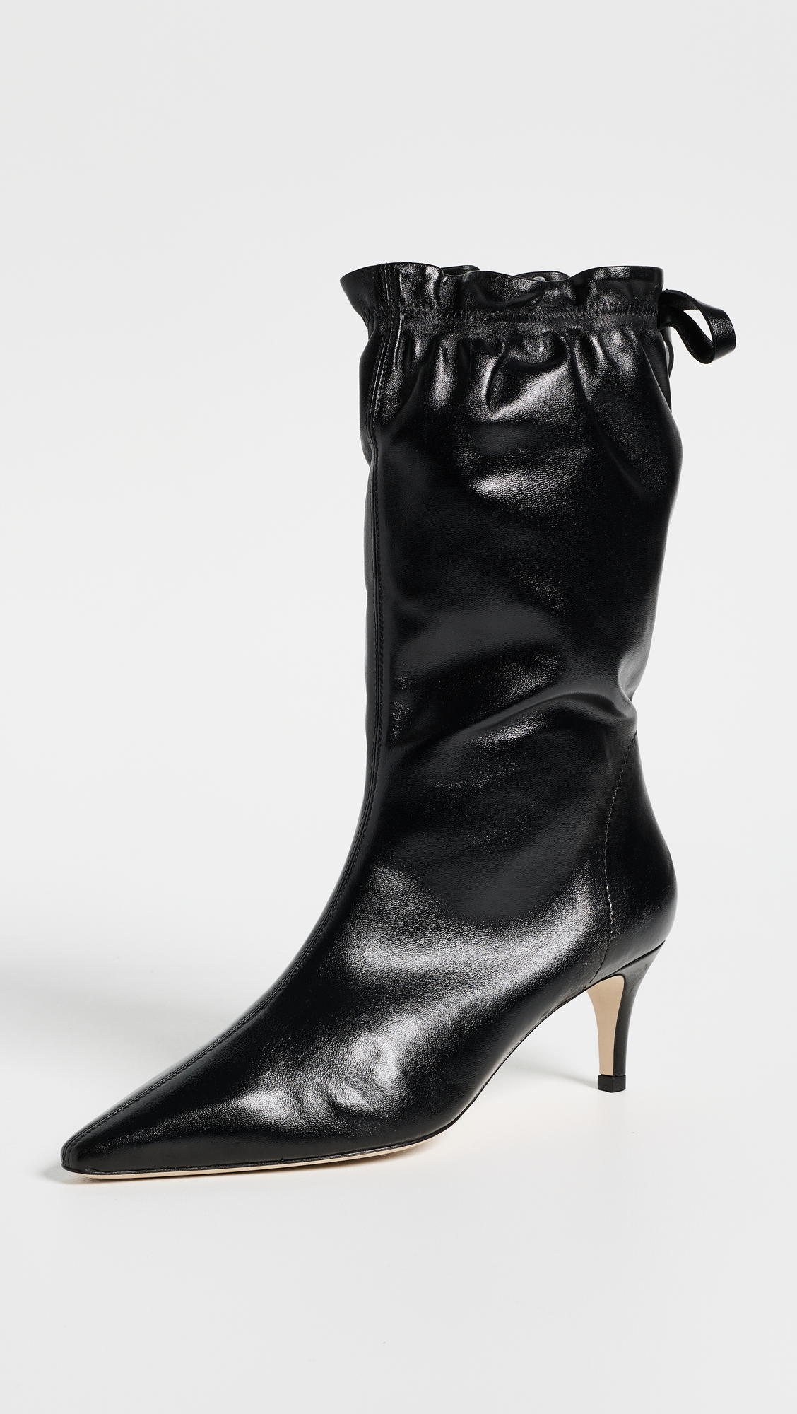 Cinq à Sept Alex Scrunched Shiny Leather Ankle Booties