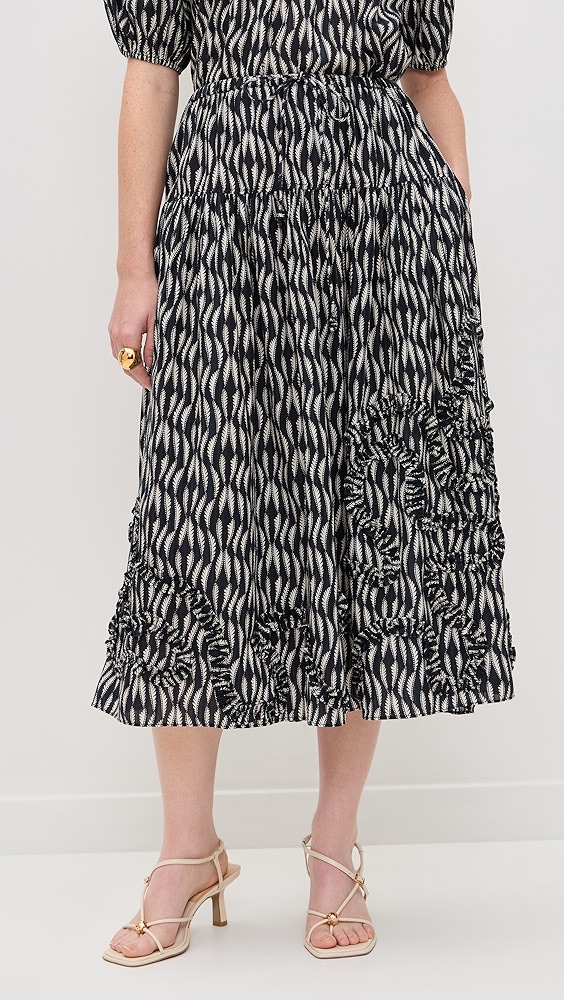 Ulla Johnson Alexandra Ruffled Cotton Midi Skirt