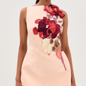 Leo Lin Ali Embroidered Boat Neck Mini Dress
