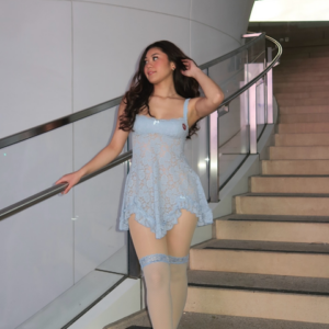 BB Exclusive All Mine Blue Lace Mini Dress