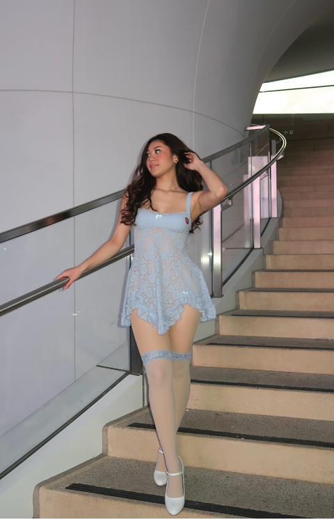 BB Exclusive All Mine Blue Lace Mini Dress