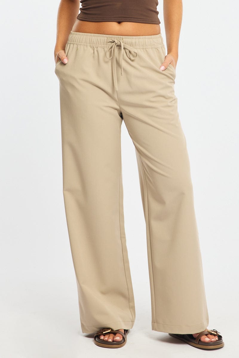 Ally Fashion Beige Wide Leg Pants Elasticated Waist - Image 2