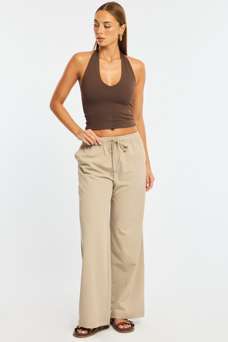 Ally Fashion Beige Wide Leg Pants Elasticated Waist - Image 3