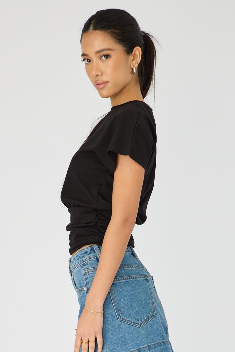 Ally Fashion Black Boat Neck Short Sleeve Top - Image 3
