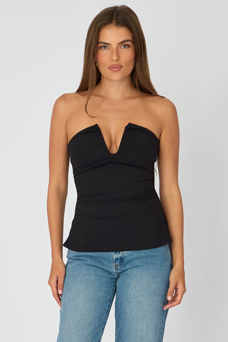 Ally Fashion Black Plunge Neckline Bandeau Top - Image 3