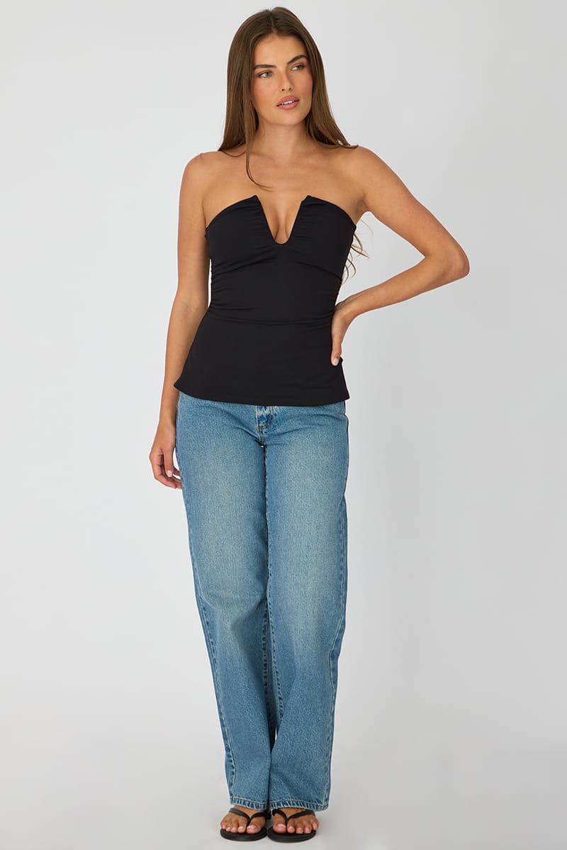 Ally Fashion Black Plunge Neckline Bandeau Top - Image 2