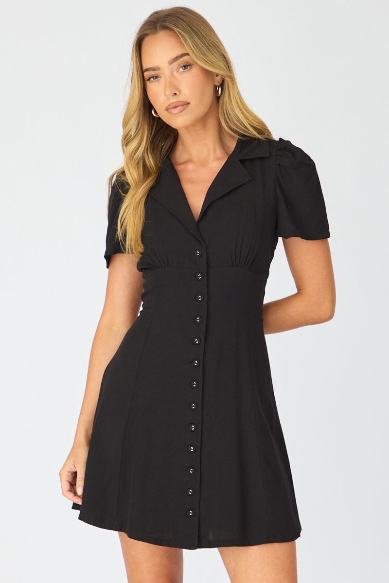 Ally Fashion Black Shirts Dress Mini - Image 3