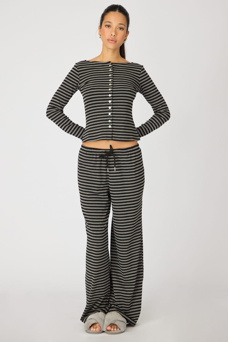 Ally Fashion Black Stripe Relaxed Lounge Pants - Image 3