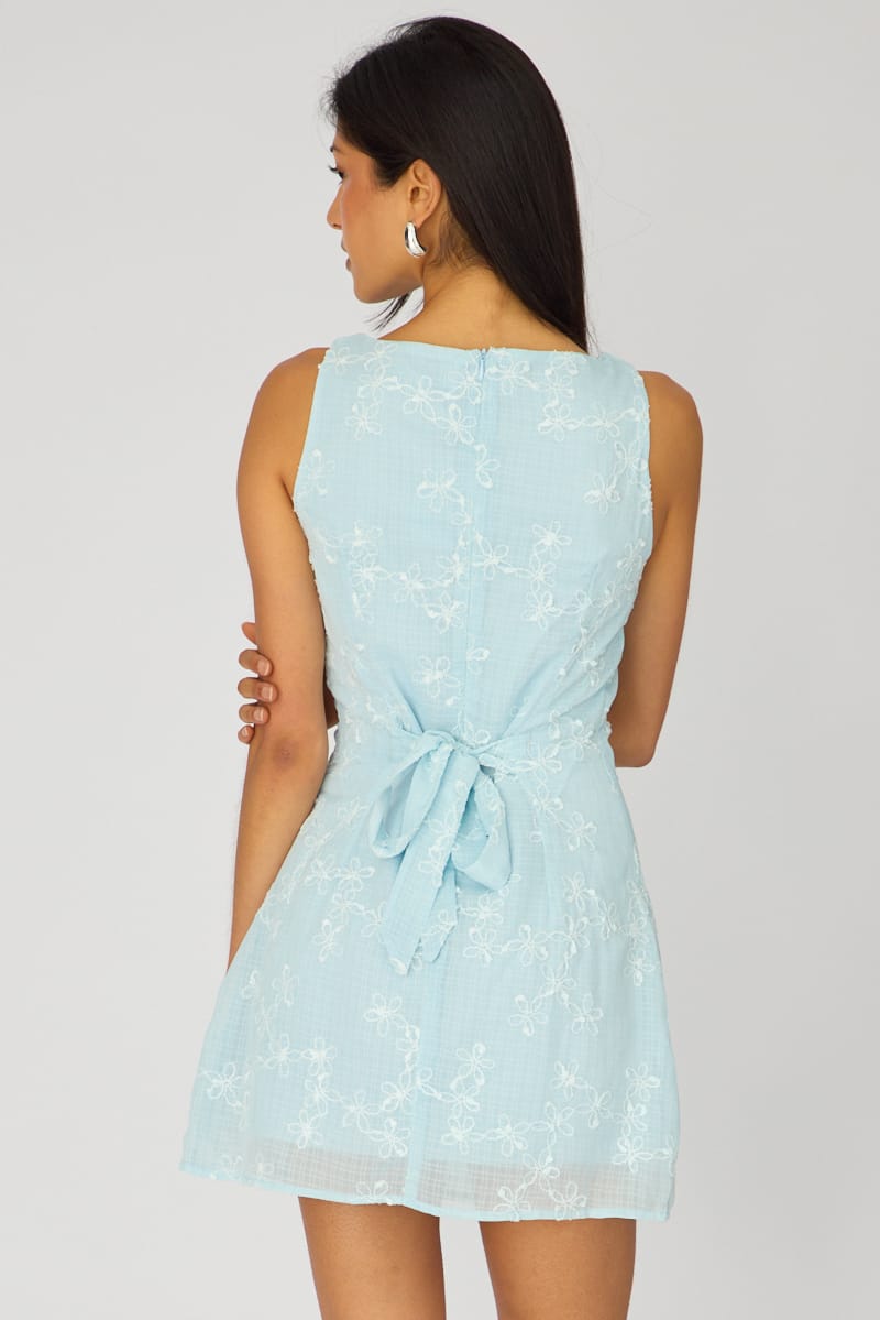 Ally Fashion Blue Mini Dress Boat Neck - Image 2