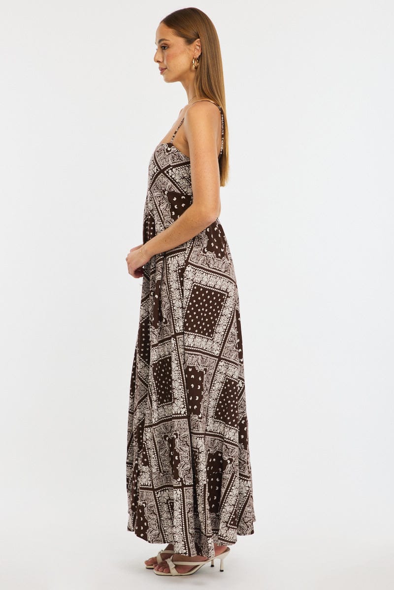 Ally Fashion Brown Boho Maxi Dress Strappy - Image 3