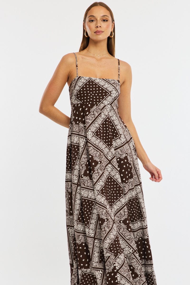 Ally Fashion Brown Boho Maxi Dress Strappy - Image 2