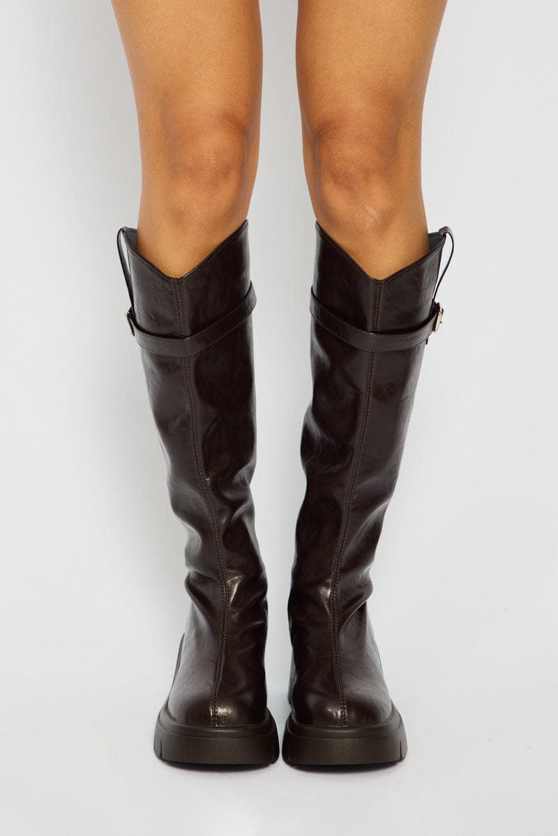 Ally Fashion Brown Knee High Boots - Image 2