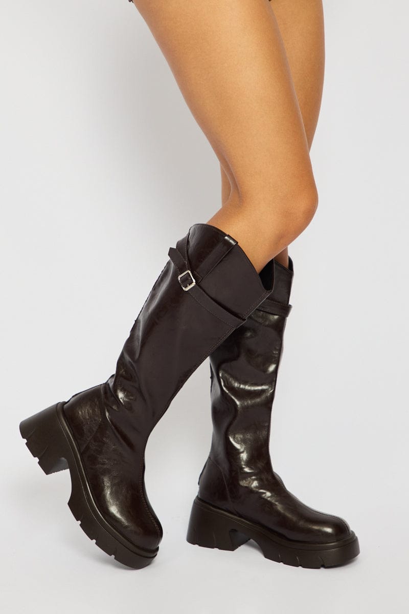 Ally Fashion Brown Knee High Boots - Image 3