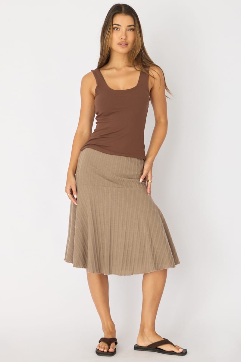 Ally Fashion Brown Sleeveless Scoop Neck Tank Top - Image 2