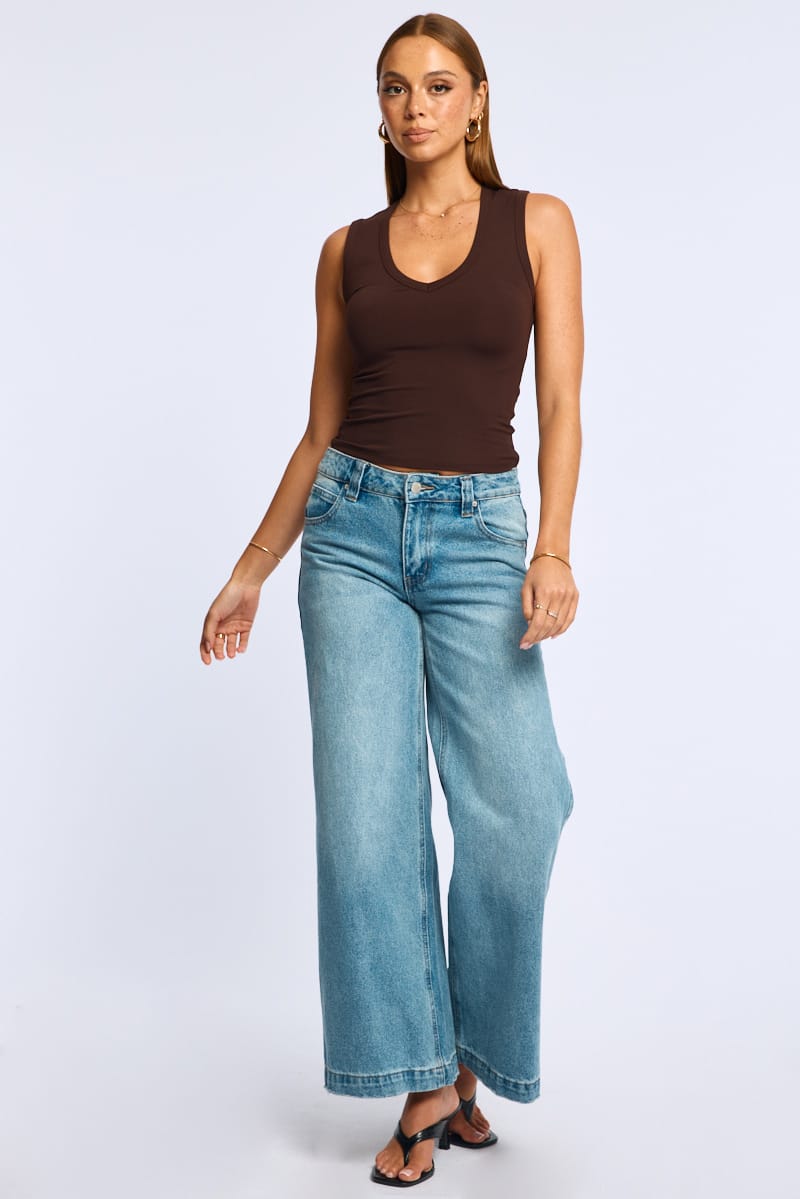 Ally Fashion Brown Tank Sleeveless V-neck - Image 2