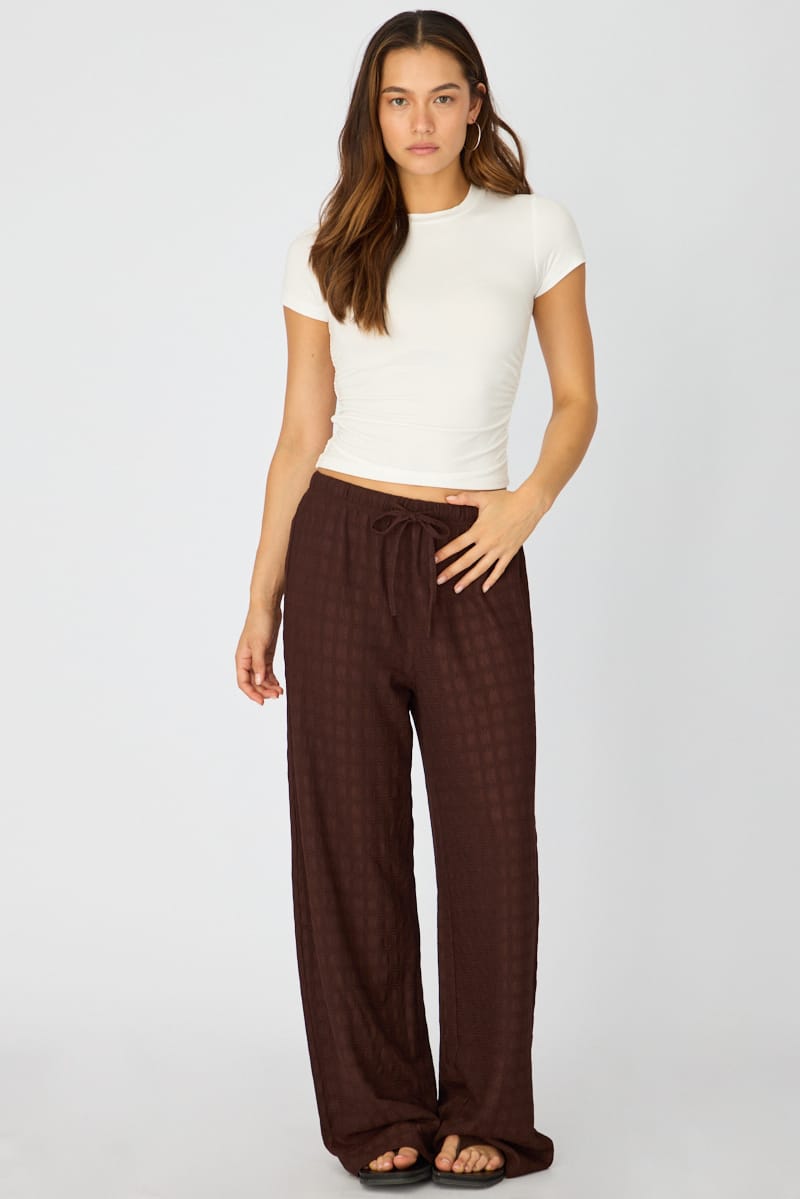 Ally Fashion Brown Wide Leg Pant Elasticated Waist - Image 3