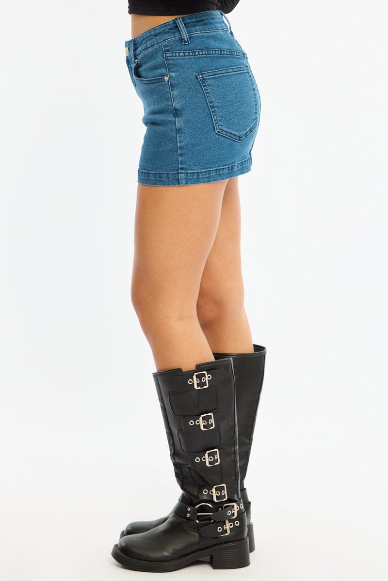 Ally Fashion Denim Mini Skort Skirt - Image 3