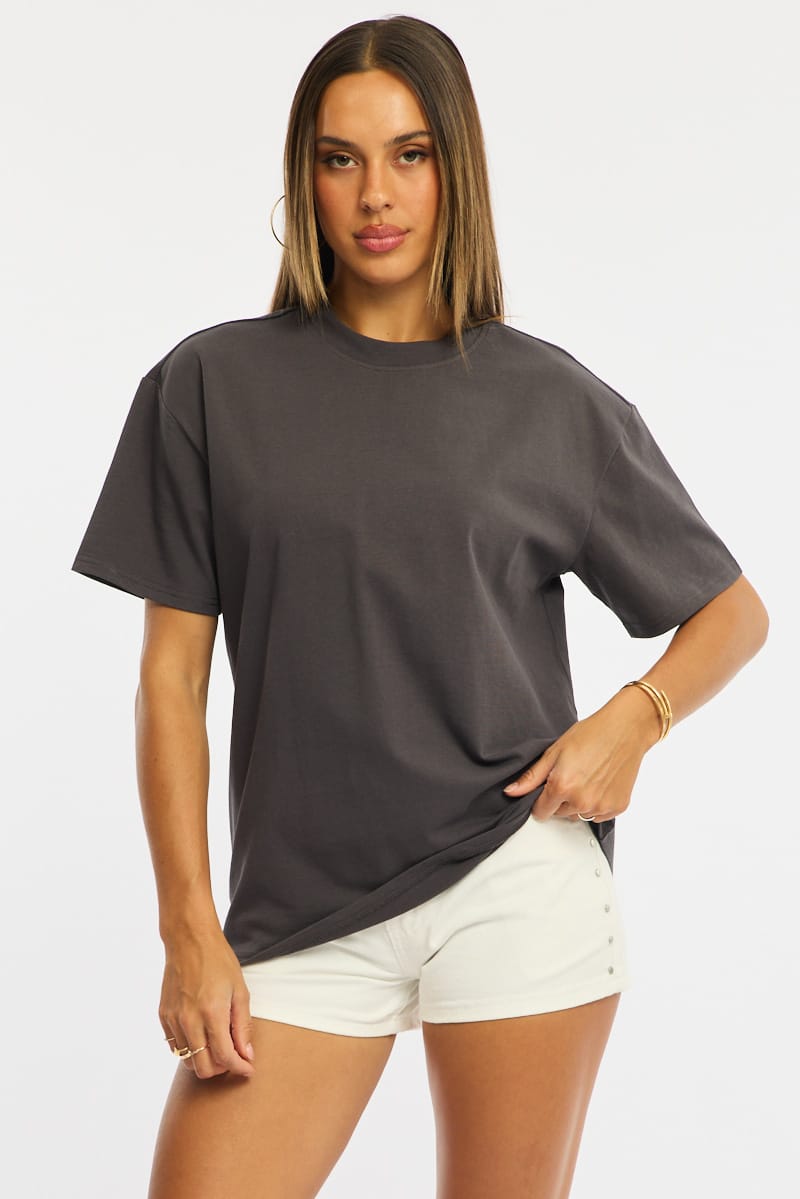Ally Fashion Grey Oversized Short Sleeve T-shirt - Image 2