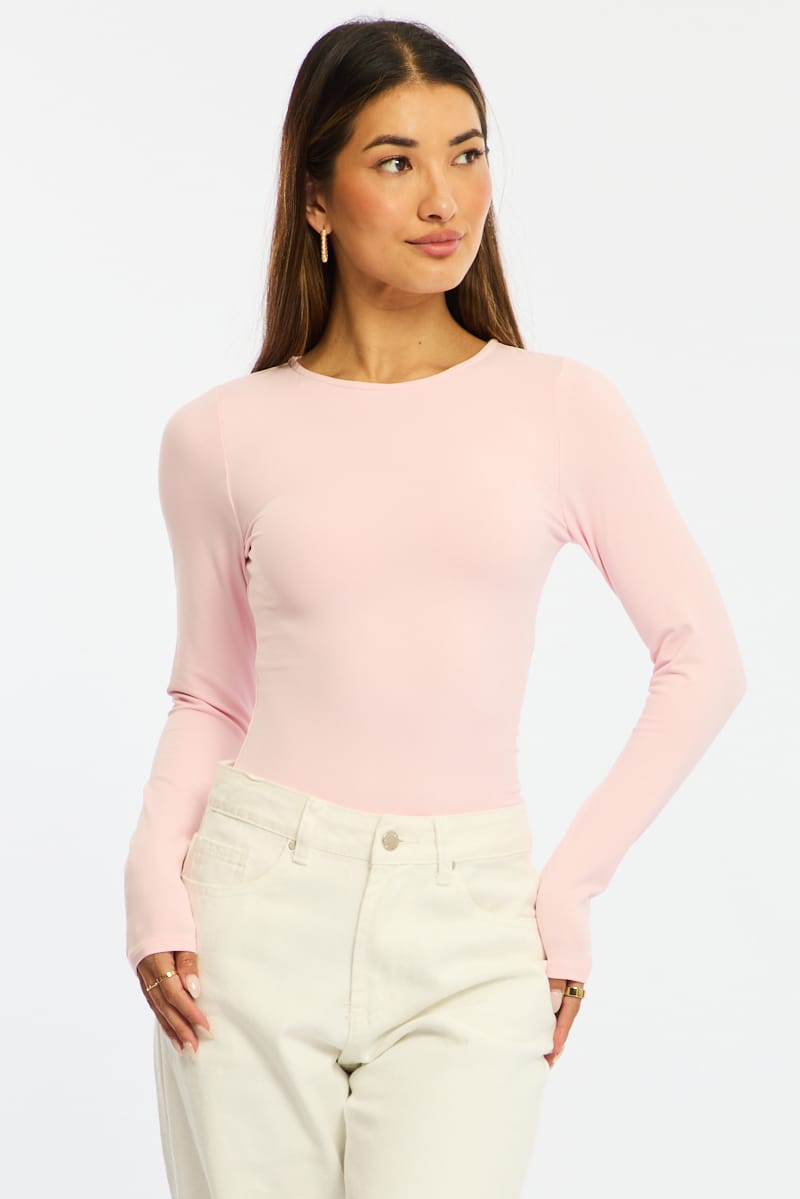 Ally Fashion Pink Long Sleeve Supersoft Top - Image 2