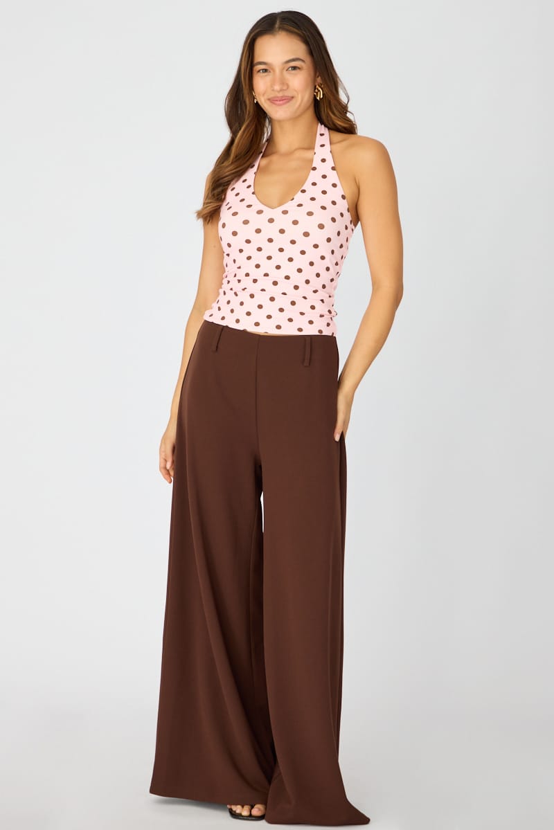 Ally Fashion Pink Polka Dot Halter Top Polka Dot - Image 2