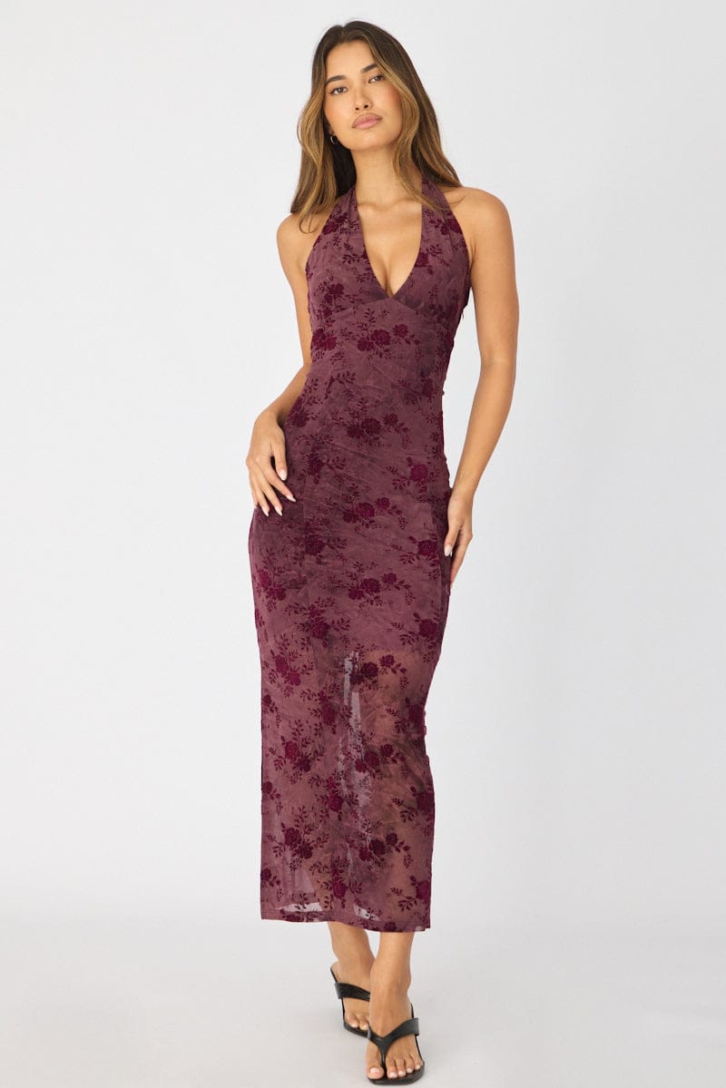 Ally Fashion Red Bodycon Dress Halter Neck - Image 3