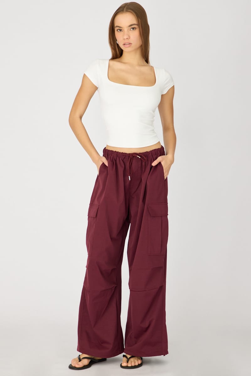 Ally Fashion Red Cargo Pants Elasticated Waist - Image 3