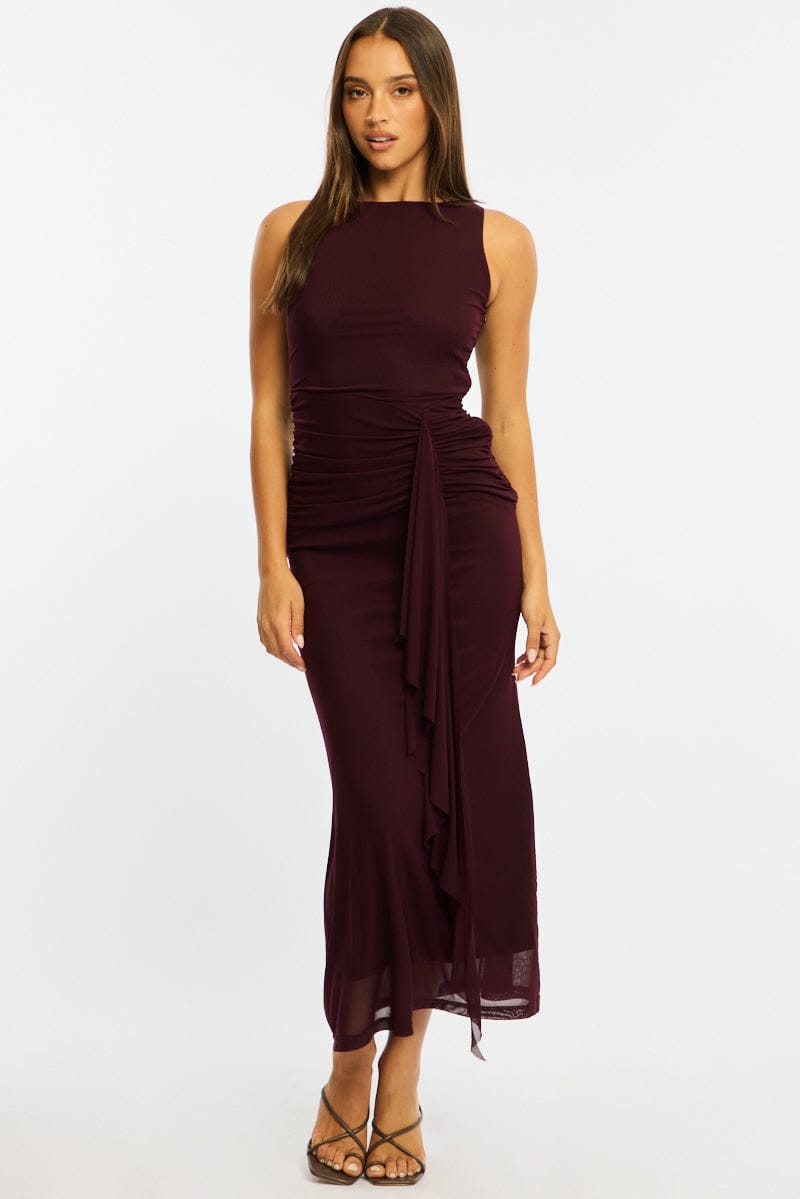 Ally Fashion Red Maxi Dress Mesh - Image 3