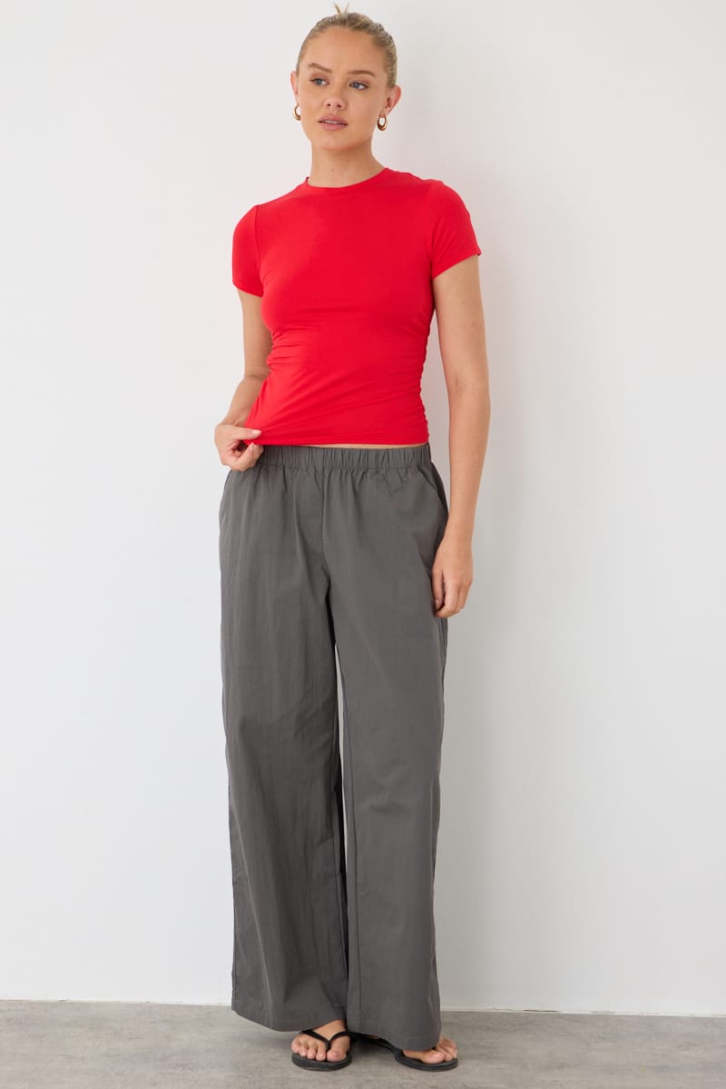 Ally Fashion Red T-shirt Short Sleeve Crew Neck Modal - Image 2