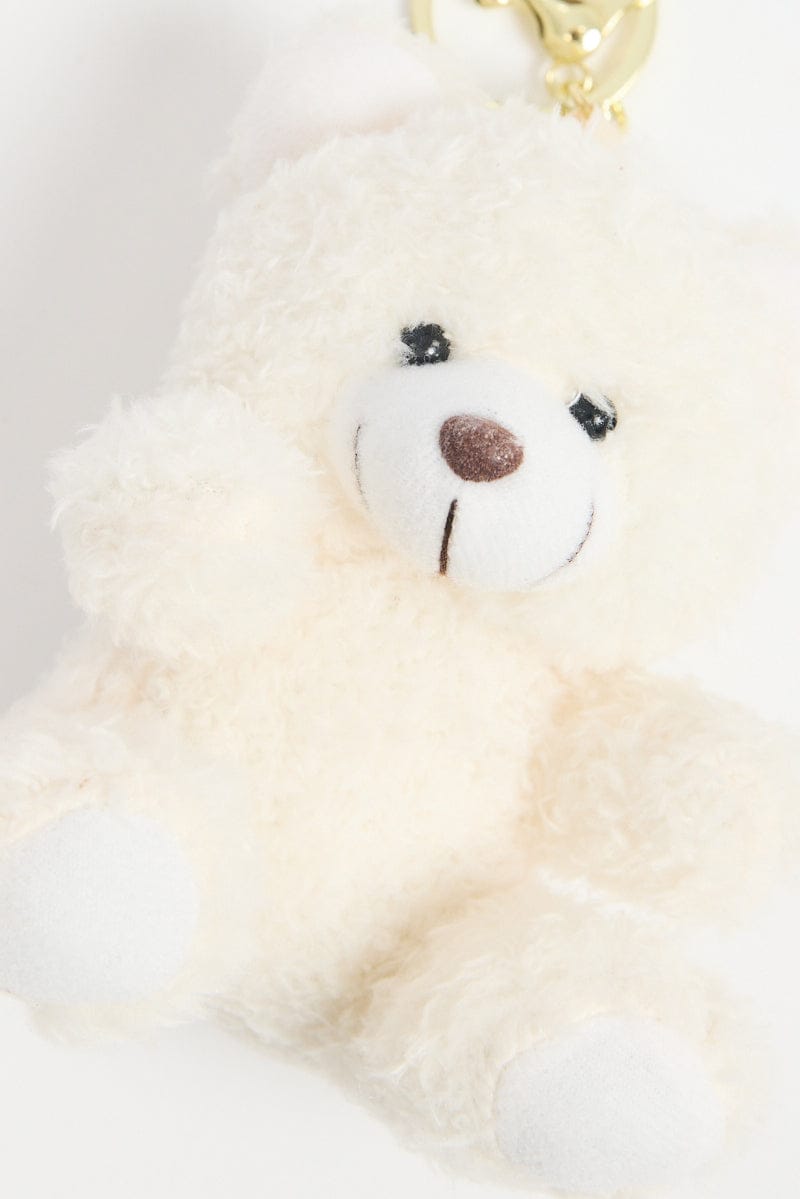Ally Fashion White Bear Keyring Bag Charm - Image 3