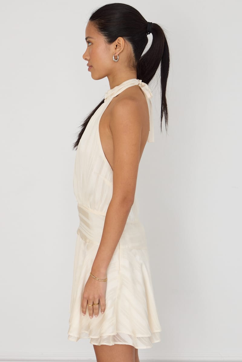 Ally Fashion White Halter Neck Dress Mini - Image 3