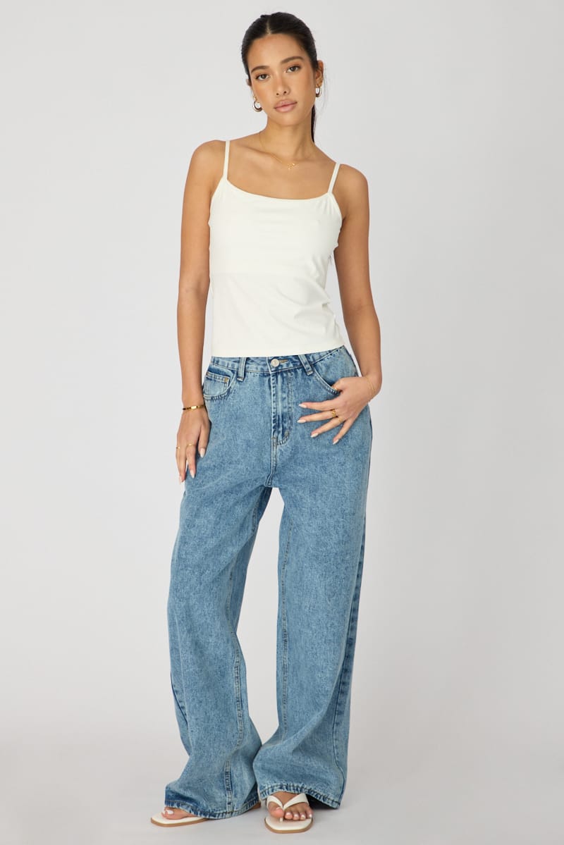 Ally Fashion White Supersoft Cami Scoop Neck Strappy Slim Fit - Image 3
