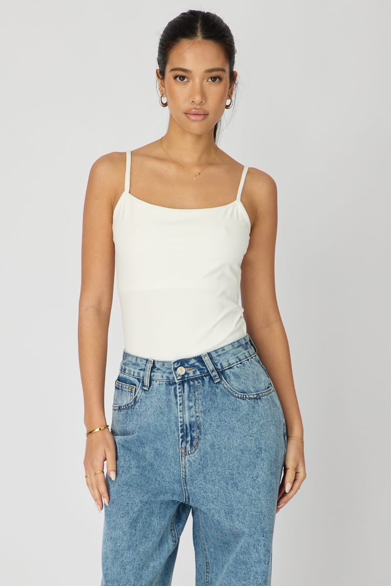 Ally Fashion White Supersoft Cami Scoop Neck Strappy Slim Fit - Image 2
