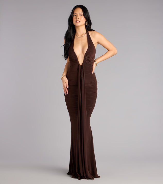 Windsor Allyssa Halter Sash Mermaid Formal Dress