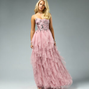 Amara Sequin Tulle Floral A-Line Gown